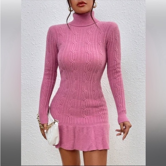 Shein L Pink Sweater Dress 0014 - Picture 3 of 9
